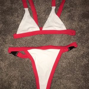 red and white fashion nova swimsuit